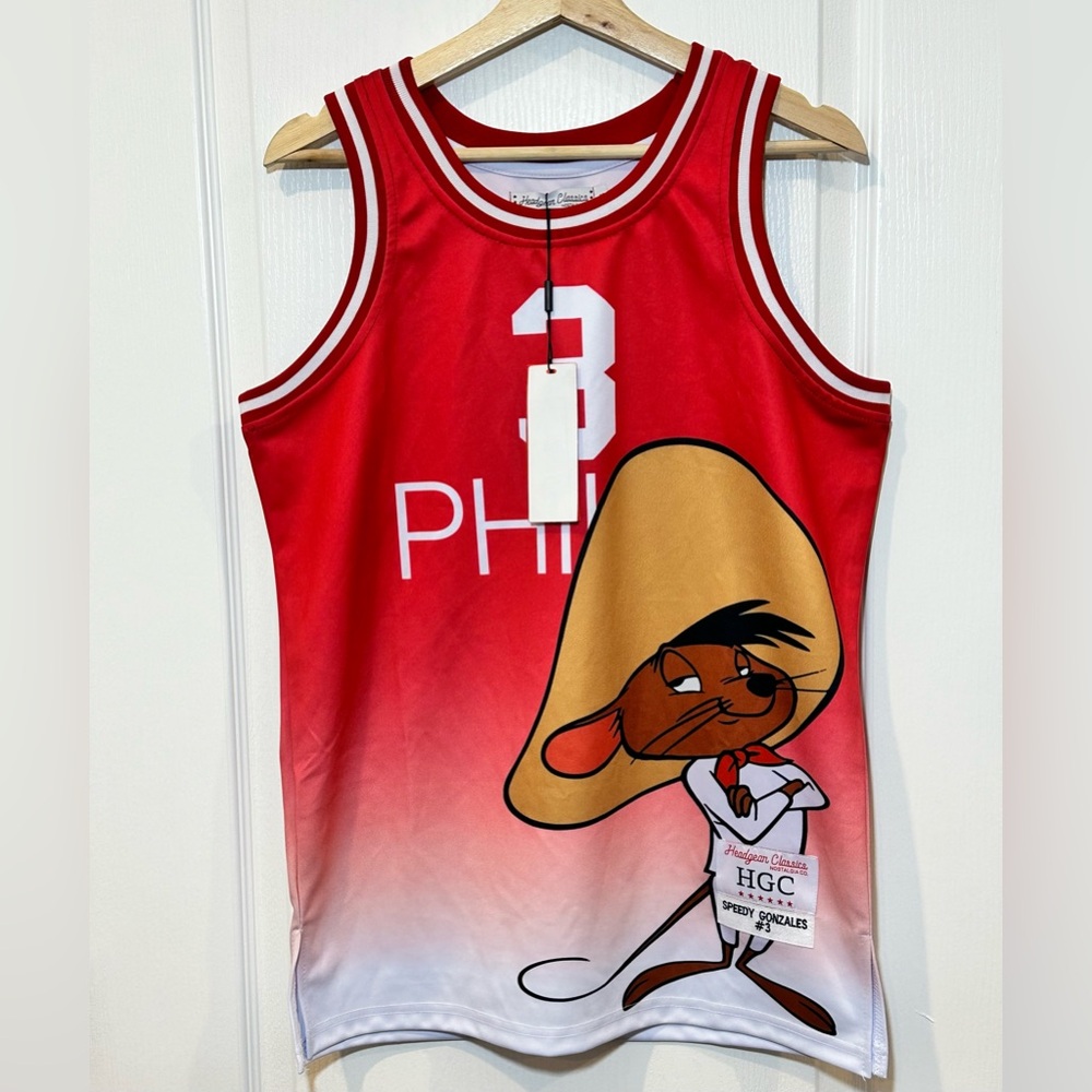 Speedy Gonzales PHIL #3 Headgear Classics Basketball Jersey, Size Small - NWT